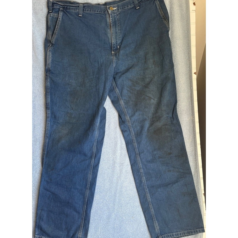 Vintage 80s Carhartt Men's Straight Jeans Size 32 Dungaree Fit Blue Denim Pants